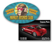 Oval and traditional rectangular business cards. Printing Services by Postcard Co-Op & Printing.