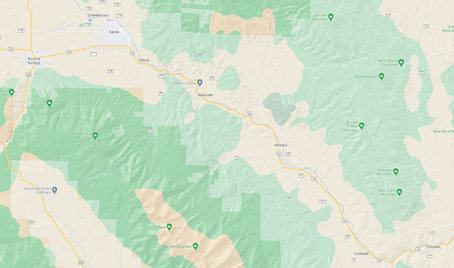 Map of Salida, Poncha Springs to Cotapaxi 
 copyright Google Maps